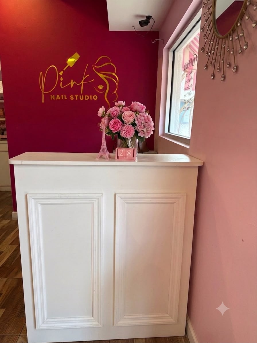Reception desk at Pink Nail Studio